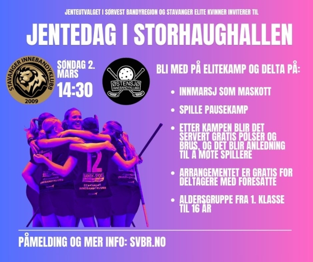 Jentedag i Storhaughallen 2. mars i forbindelse med elitekamp